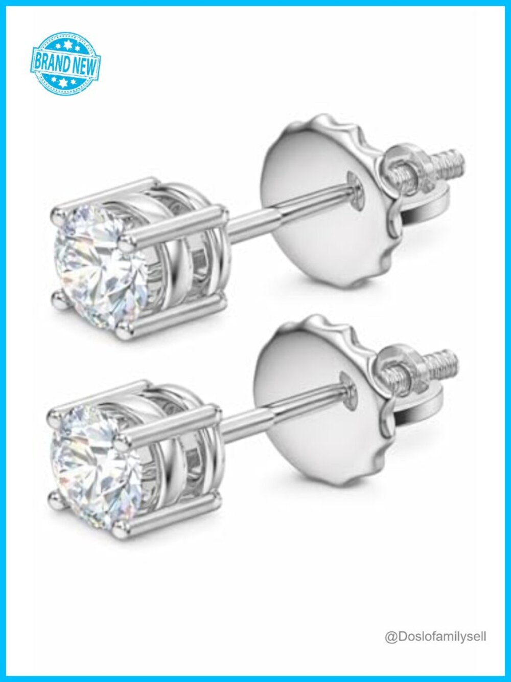 0.05 Cttw Natural Diamond Solitaire Stud Earrings 925 Sterling Silver Screw
